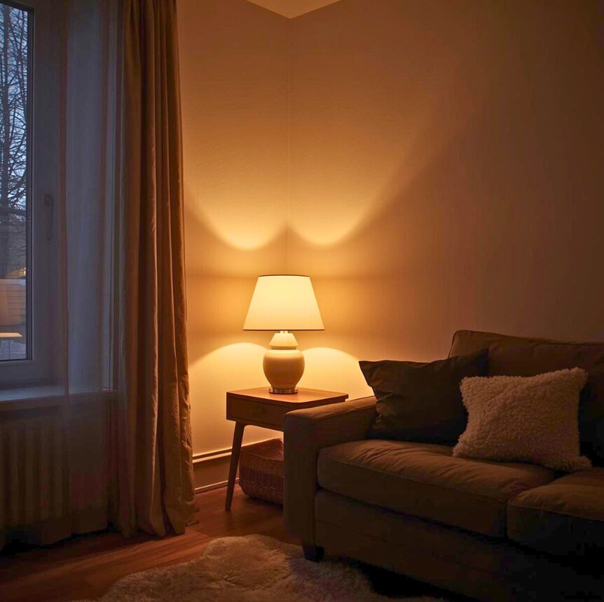 冬のリビング 明るさを足さない